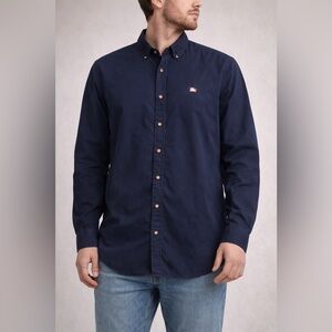 Burberry London Men Navy Blue Button Down Shirt Medium Cotton Stretch
Classic